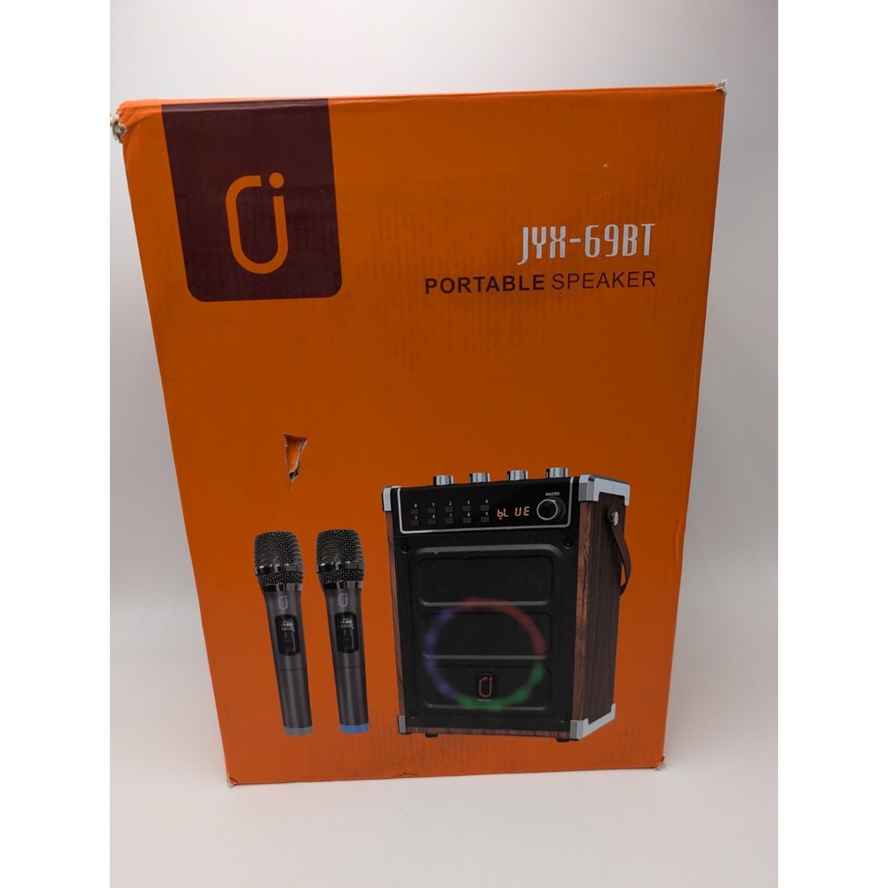 JYX Karaoke Machine w/ 2 UHF Wireless Microphones Bluetooth Speaker Bass JFX69BT